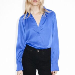 H&M Cobalt Blue Satin Blouse